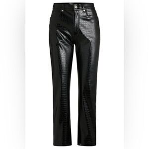 Hugo Boss Black Croc-Embossed Leather Trousers, 14